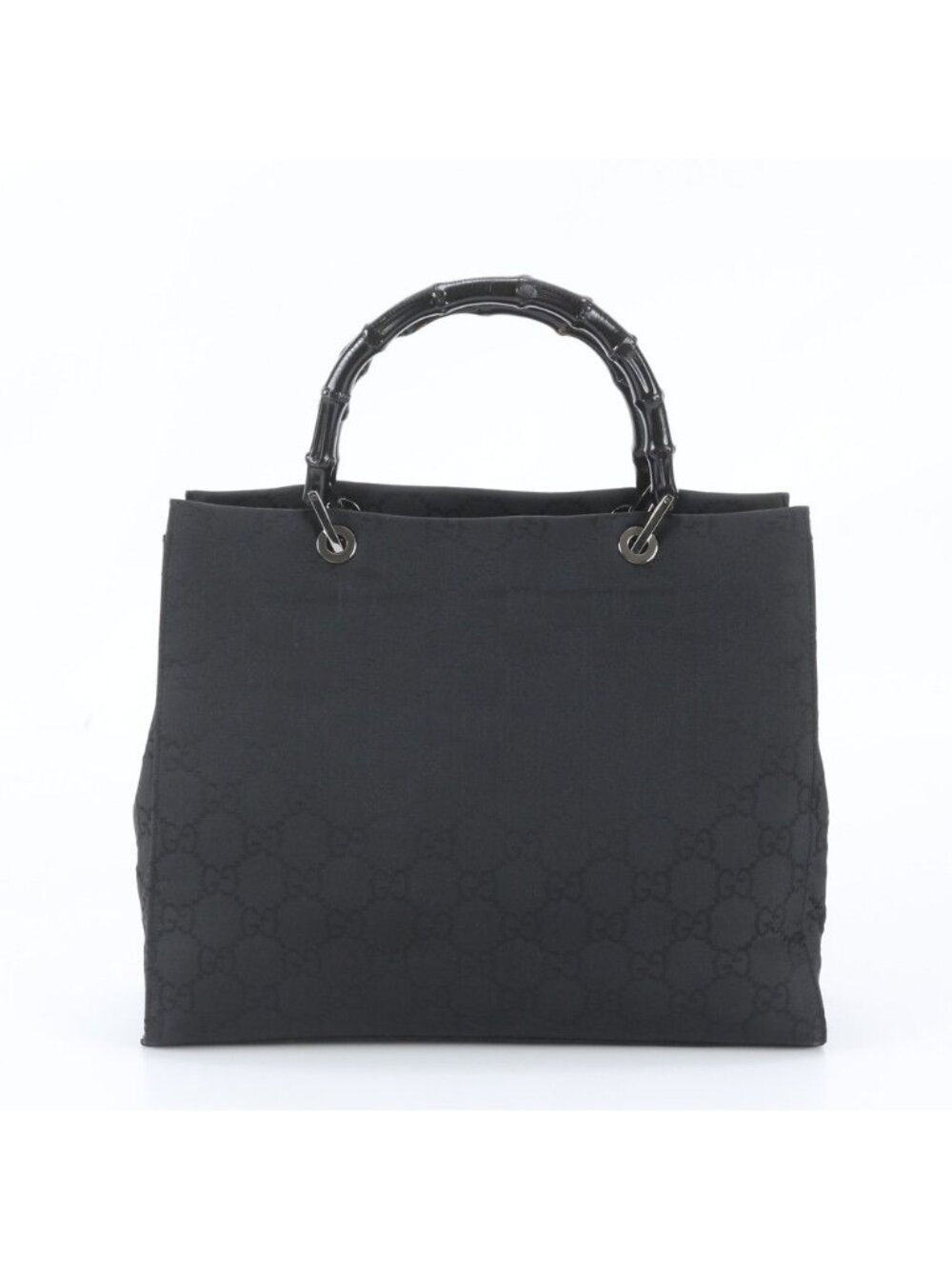Gucci Bamboo Leather Tote Bag Shoulder Hand Black